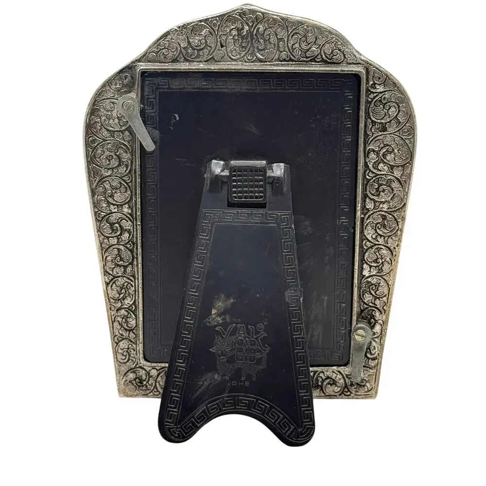 Vintage 70s YAK Phe Ornate Metal Picture Frame Easel Back 3x5 Decor